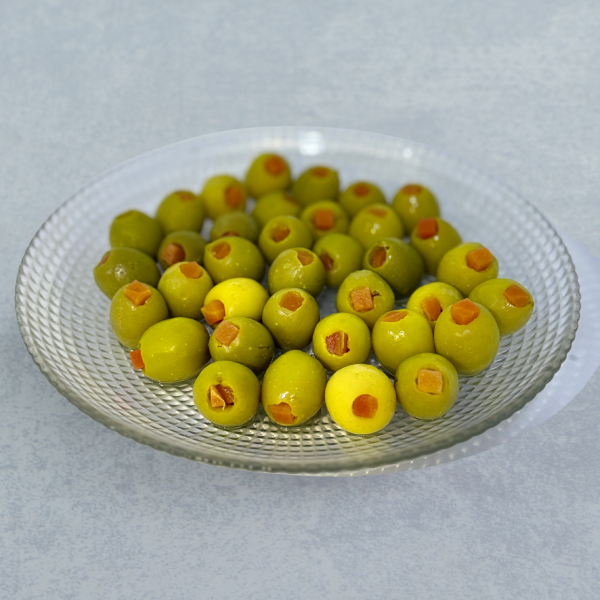 Green olives stuffed with carrots