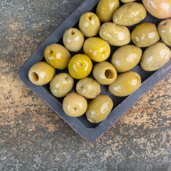 Pitted green olives